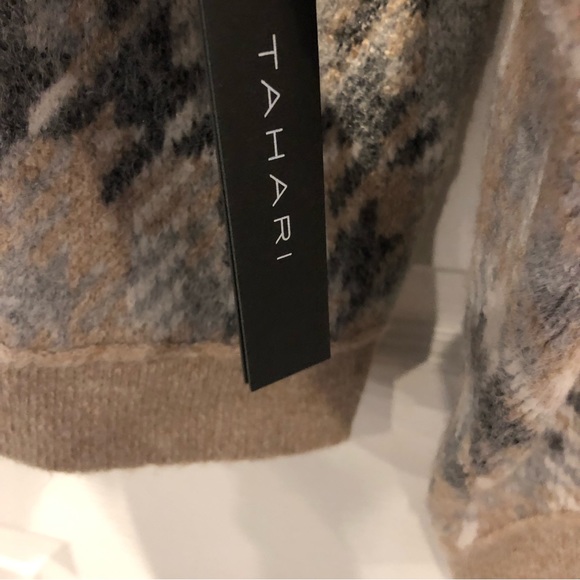 Tahari Neutral Plaid Sweater L - Picture 6 of 9